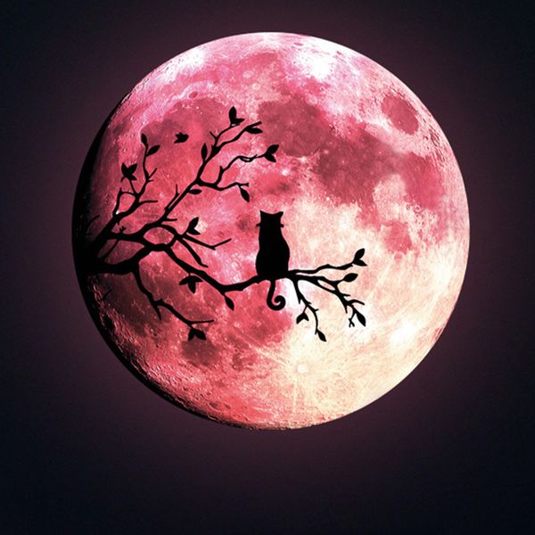 

пвх луна съемной розового украшения glow стена спальня наклейка luminous