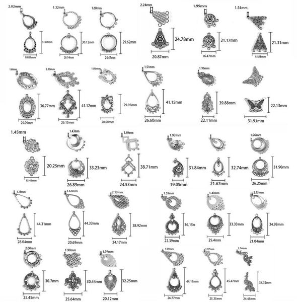 

10/20/30pcs mixed bohemia tibetan silver color earring pendants for women earrings charms pendant necklace diy jewelry making