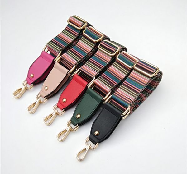

2020 colored bag strap for crossbody replacement belt striped women bag accessories chain nylon shoulder strap bag fittings, Black