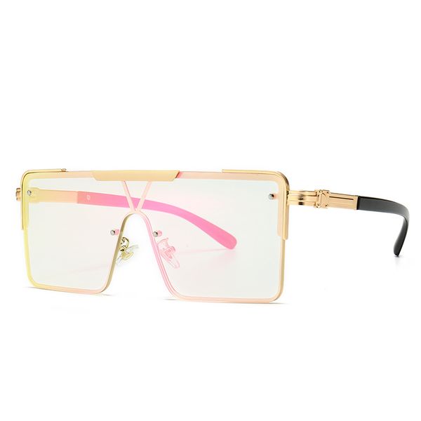 

2020 design fashion square sunglasses men women vintage metal rivet oversized shades for male uv400 gafas de sol, White;black