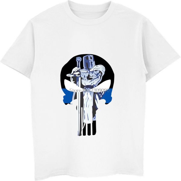 

punisher skull thin blue line decal sword standing police t-shirt men's cotton short sleeve t shirt hip hop tees streetwear