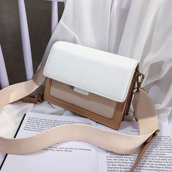 

contrast color leather crossbody bags for women 2020 travel handbag fashion simple shoulder messenger bag ladies cross body bag