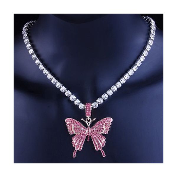 

rhinestone butterfly pendant necklace shiny neck jewelry for women and girls ll@17 kpop, Silver