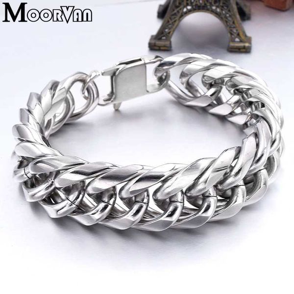 

moorvan 19mm wide 22cm length,link chian jewellery new 316l stainless steel,men male charm bijoux bracelet vb307, Black