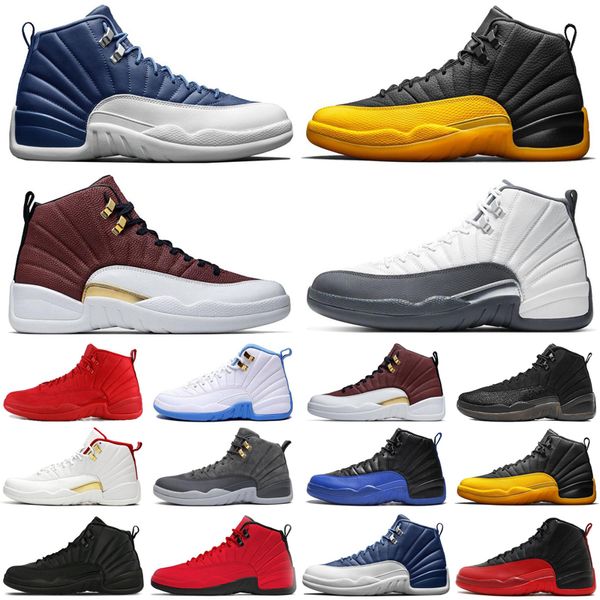 

newest University Gold 12 12s men basketball shoes Indigo Game Royal reverse Flu Game taxi mens trainers sports sneakers size 7-13