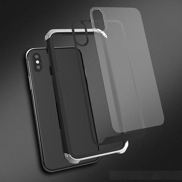 

luxury armor metal aluminum+tempered glass heavy duty phone protect funda coque cover for iphone 11 pro max x xs xr 8 7 plus case