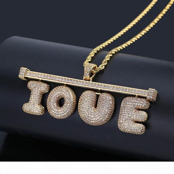 

custom name bubble letter necklace mens hip hop gold silver copper necklaces diy combination letter pendant necklace jewerly