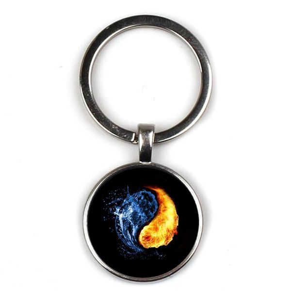 

retro fashion tai chi yin yang pattern pendant key chain charm yin yang logo key ring jewelry lgbt chain party souvenir gift, Silver