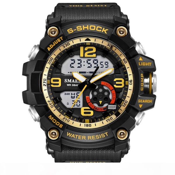 

mens watches dual display wristwatches 50m waterproof outdoor sport watch chronograph resistant watch relogio masculino, Slivery;brown