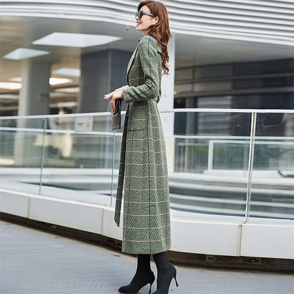 

women 2020 autumn winter long wool overcoat outwear female casual slim long sleeve manteau femme hiver elegant woolen coat r07, Black