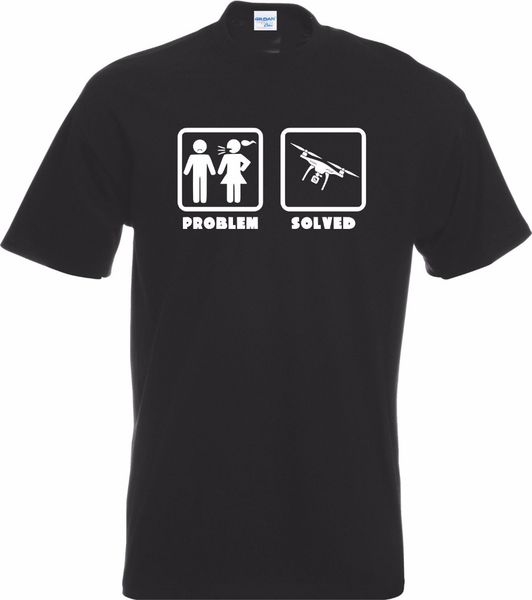 

men summer short sleeves casual funny tee shirt funny drone pilot problem solved t-shirt wife drone quadcopter gift t shirts