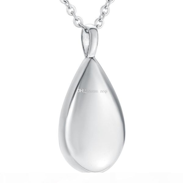 

ijd9944 rain drip with polished keepsake urns memorial cremation urn pendant necklace for pet human ashes fashion jewelry for women female, Silver