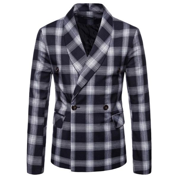 

men's suits & blazers 2021 casual jacket custom made mens wear fashion dark grid stripes suit gentleman spring and autumn, White;black