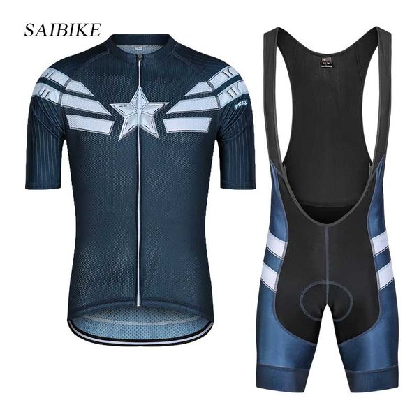 

captain american cycling jersey bib shorts set ropa hombre bicycle uniforme bretele pants suit mtb sports wear, Black;blue