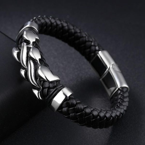 

tennis selling black leather bracelet stainless steel men's flame design wristband fashion jewelry, Golden;silver