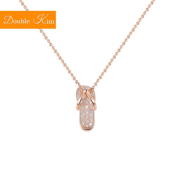 

small slippers pendant necklace copper alloy material rose gold chain inlaid fashion trendy women jewelry exquisite gift, Silver
