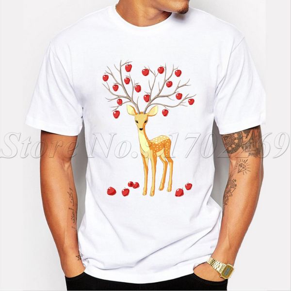 

2019 men's fashion autumn fawn printed t-shirt summer cool fashion tees
