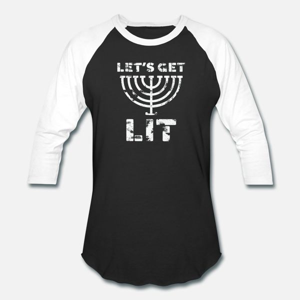 

let's get lit jewish hanukkah gift t shirt men printed short sleeve euro size s-3xl standard fitness fashion summer trend shirt