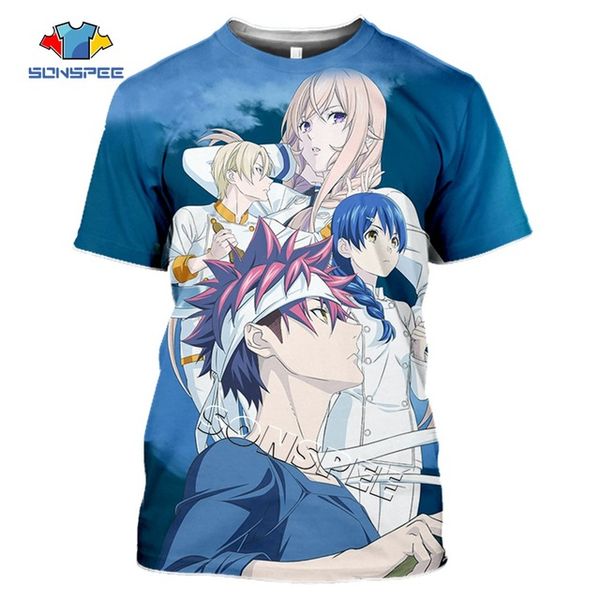 

anime print food wars shokugeki no soma summer casial boys 3d print shirts hippie kawaii humor men clothing