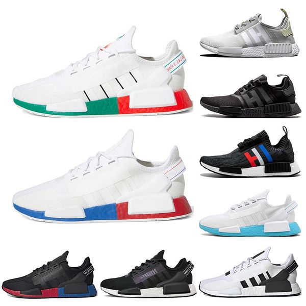 

r1 men running shoes mexico city munich japan triple white black cream mens trainers women sport sneakers size 36-45