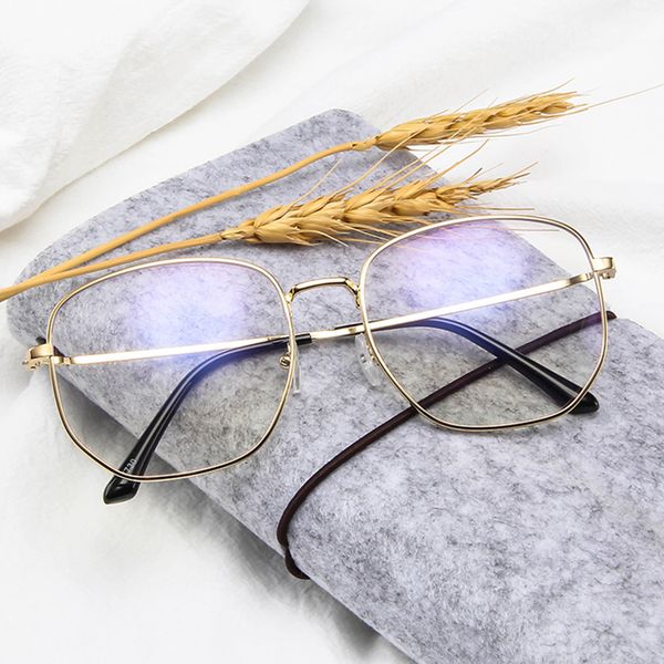 

korean version of the polygon glasses frame anti-blu-ray flat mirror fashion metal glasses frame irregular retro goggles, Black