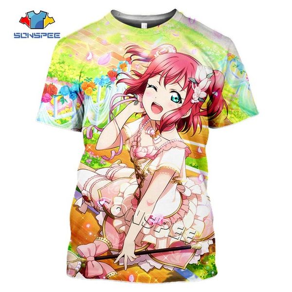 

summer anime girl love live printed 3d print shirts comics funny kawaii men clothing