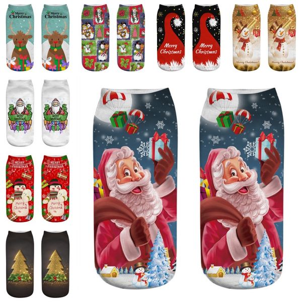 

christmas 3d printed socks men women 3d printed xmas designer low-cut ankle socks santa deer christmas stocking