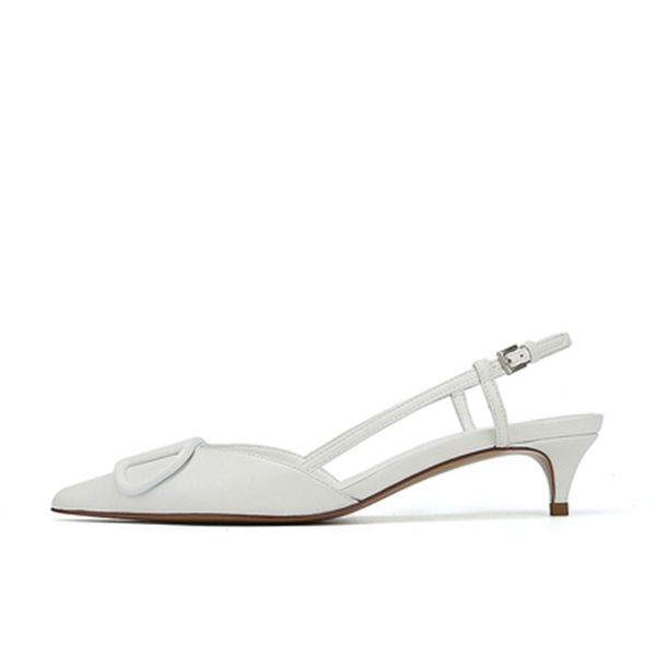 

rhinestone v buckle baotou sandals women's mid-heel summer 2020 new fairy french high heels, Black