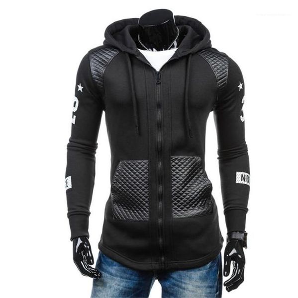 

casual homme clothes patchwork mens cardigan hoodies sports baseball slim long sleeve hooded designer mens sweatshirts, Black