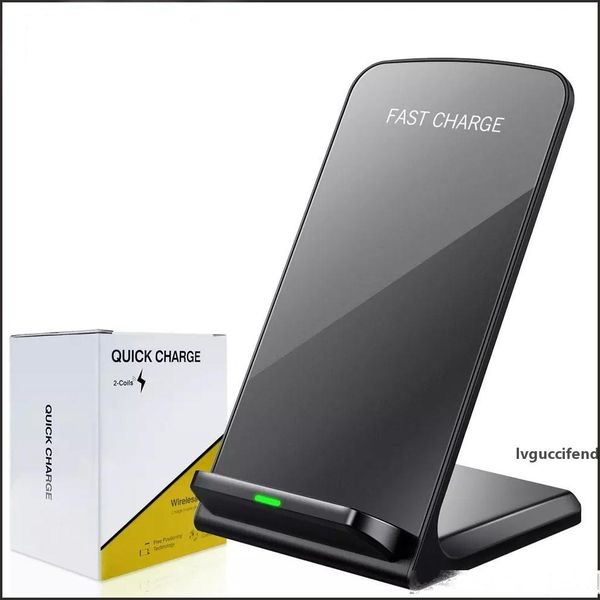 

2 coils wireless charger for iphone 11 pro x 8 plus qi wireless fast charging stand pad for samsung s20 s10 note all qi-enabled smart phones