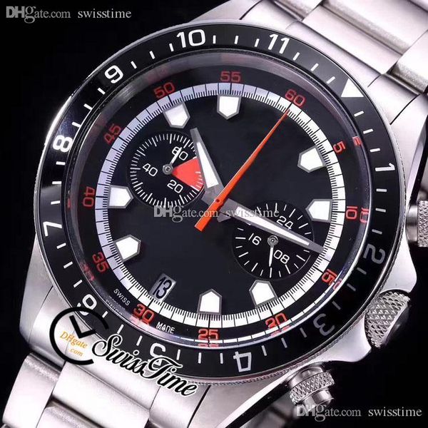 

new m70330 miyota quartz chronograph mens watch steel case white inner black dial stainless steel bracelet satch swisstime b56a1, Slivery;brown
