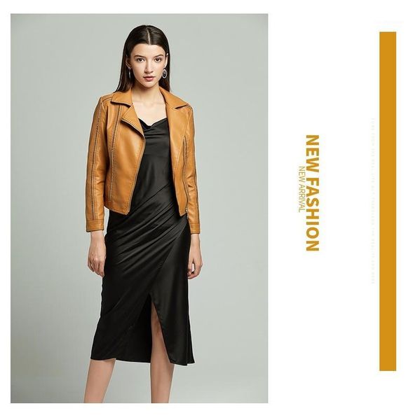 

воротник моды осень весна пальто rivet женщин кожаные куртки на молнии turn, Black;brown