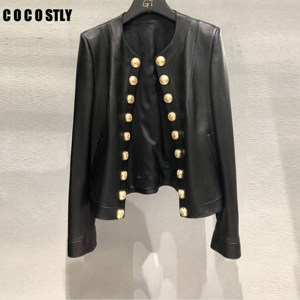 

woman coats real leather jacket fashion sheepskin leather coat female jackets single breasted sheep skin, Black