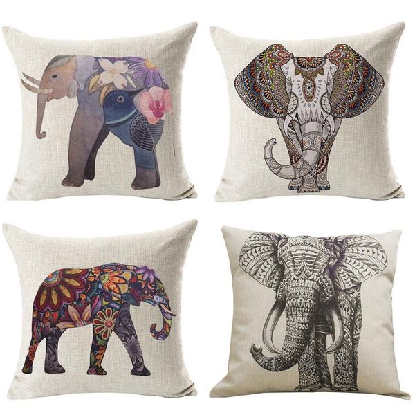 

pillow case cover elephant decoration throw single-sided pattern home sofa 1pc square easy to clean