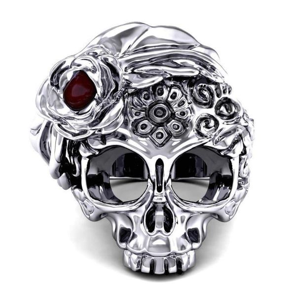 

fdlk punk-style death and flower skull alloy mens ring unique party accessories cool motorcycle ring, Golden;silver