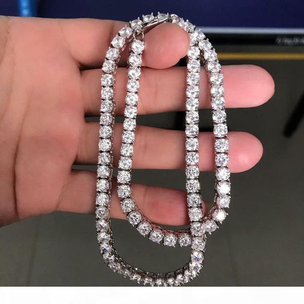 

2020 heart arrow cubic zirconia bling sparking wedding gift boy men cool tennis long chain tennis cz necklace, Silver