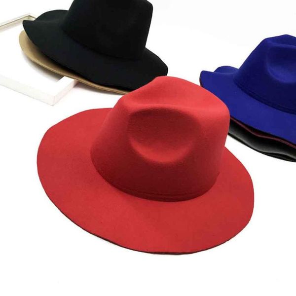 

fedora hat felt cap wide brim ladies trilby chapeu feminino hat women men jazz godfather sombrero caps, Blue;gray
