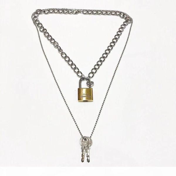 

2019 trendywoobi chain key pendant necklace titanium steel necklace for men and women, Silver