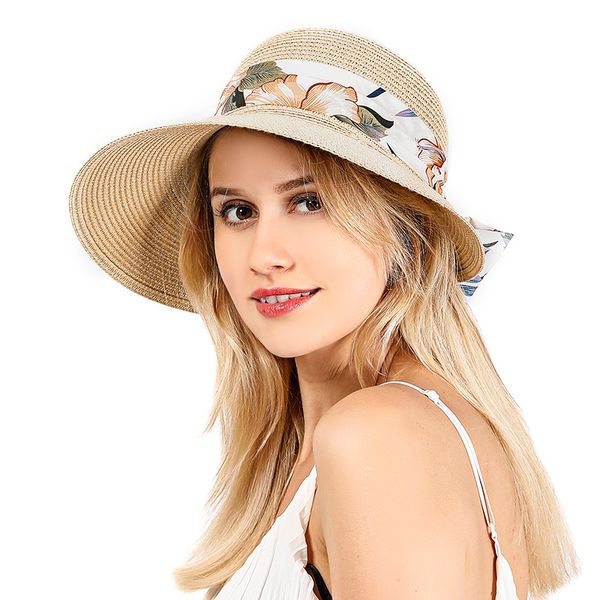 

summer big brim beach hat for women causual silk scarf accessories straw hat ladies fashion elegante sun hats visor, Blue;gray