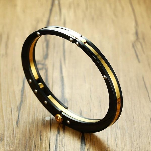 

stainless steel black bracelet men jewelry fashion accessories bracelets bangles male gold for man openable