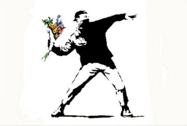 

banksy art works flower метатель домашнее украшение расписанную hd картин печать холст, масло wall art pictures для гостиной 200901