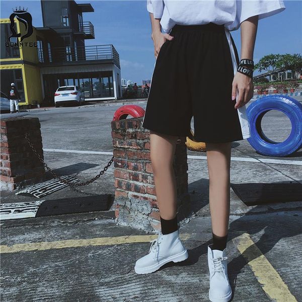 

harajuku bf loose summer womens short trendy fashion school students shorts women high waist female solid lovers females, White;black