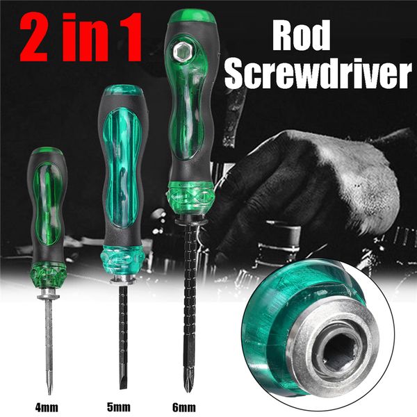 

2 in 1 dual-use flat blade tip screwdriver retractable diy repair screwdriver rod diameter: 4/5/6mm repair tool