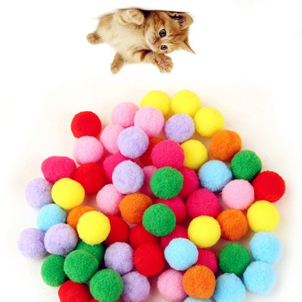

cat toys 10-100 piece/lot soft toy balls kitten candy color assorted ball interactive play scratch catch pet
