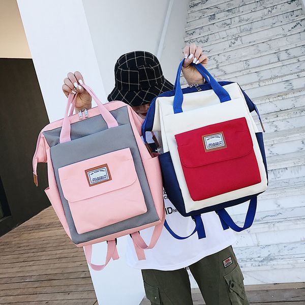 

2020 new korean version of all-around color matching backpack women's backpack large capacity backpack