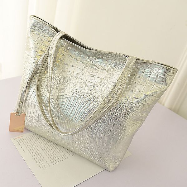 

women fashion alligator pu large capacity concise handbag shipping shoulder tote bag casual bag for office daily