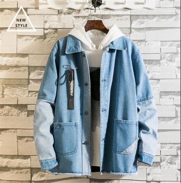 

mens autumn designer jeans jackets lapel neck long sleeve solid color homme clothing fashion style hip hop streetwear, Black;brown