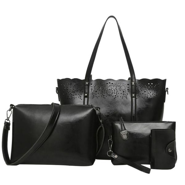

ocardian 4pcs shoulder bag messenger bag tote bags pu leather retro hollow out handbags card package crossbody bags g0823#10