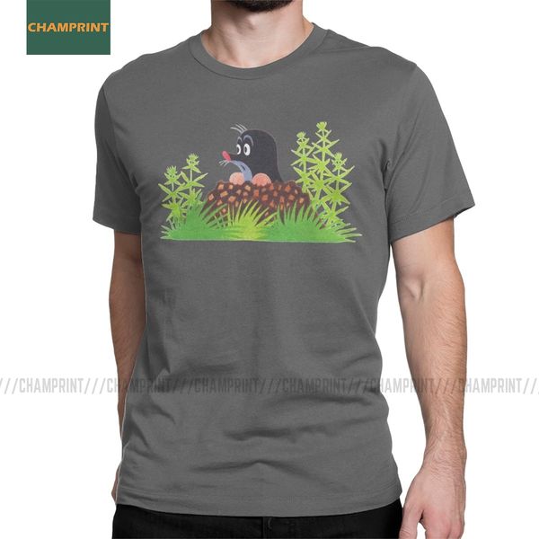 

европейский моль комиксы t-shirt для мужчин krtek маленький maulwurf симпатичный мультфильм высокий чистый хлопок тис crewneck с коротким ру