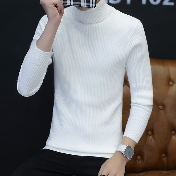 

autumn turtleneck men sweater mens casual turtleneck sweater slim young man, White;black